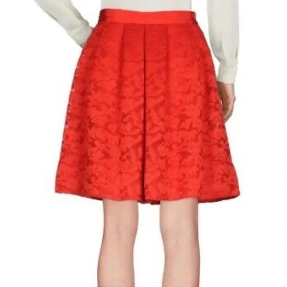 Sandro Mid-length Lace Skirt Red Sz 2 - Picture 3 of 13